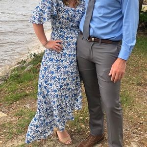 White and blue floral maxi dress!